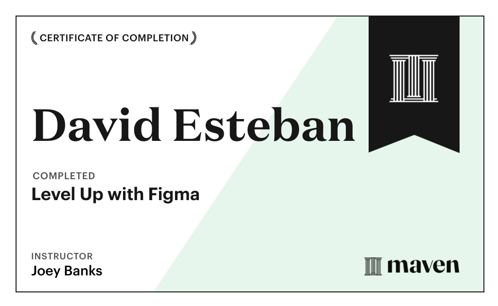 Certificate for Level Up with Figma
