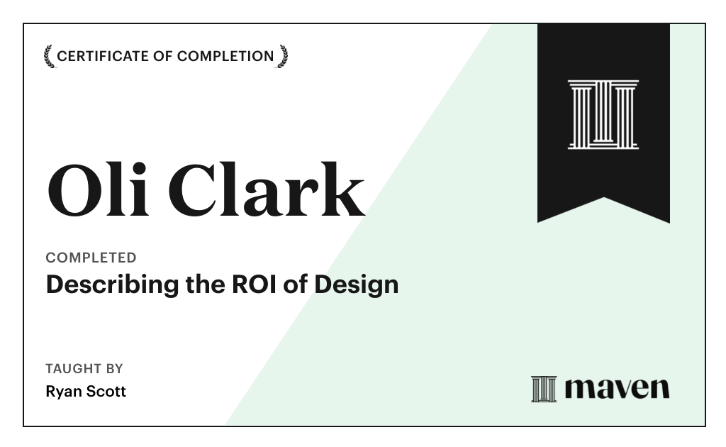 Certificate for Describing the ROI of Design