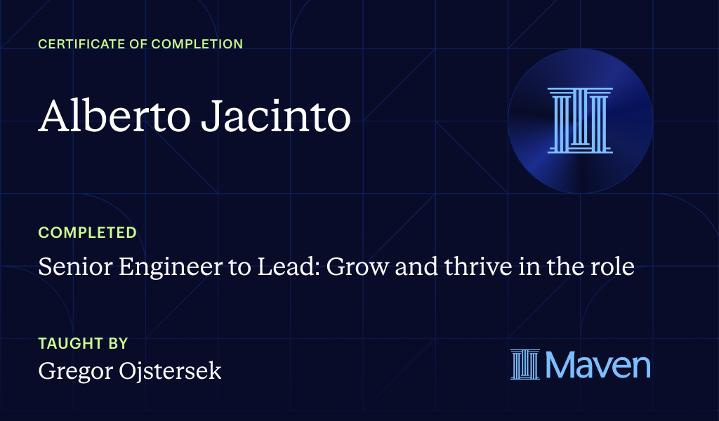 Certificate for Senior Engineer to Lead: Grow and thrive in the role