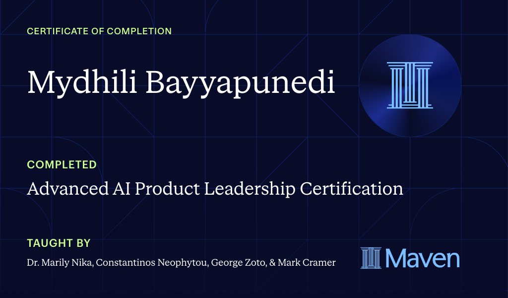 Certificate for Advanced AI Product Leadership Certification