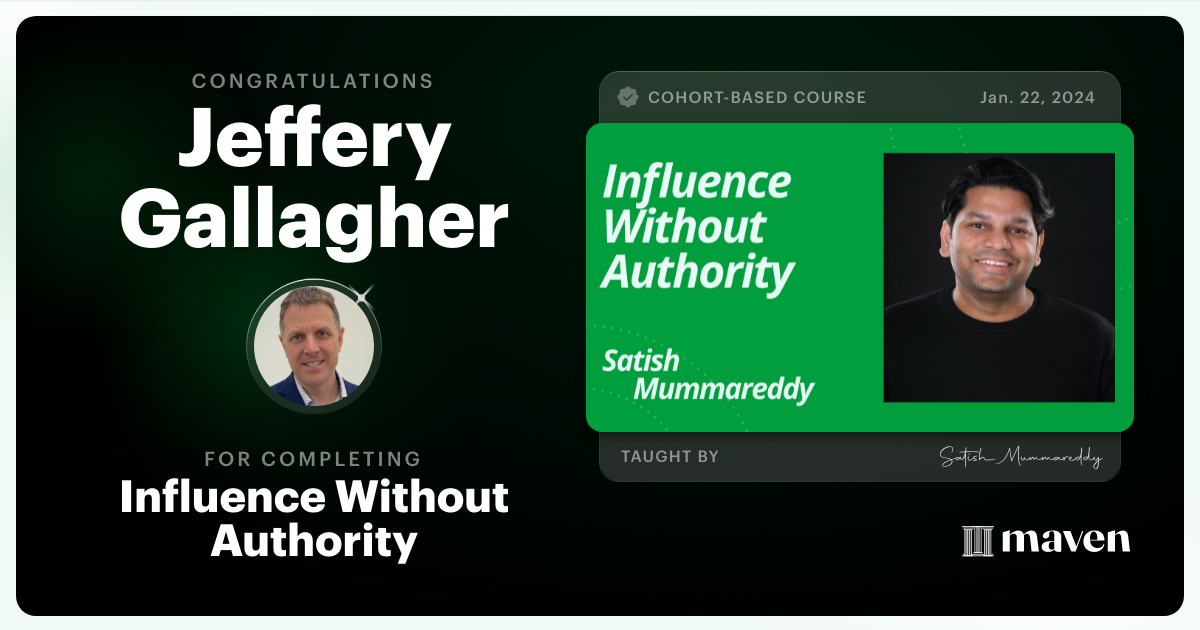 Certificate of Completion for Influence Without Authority
