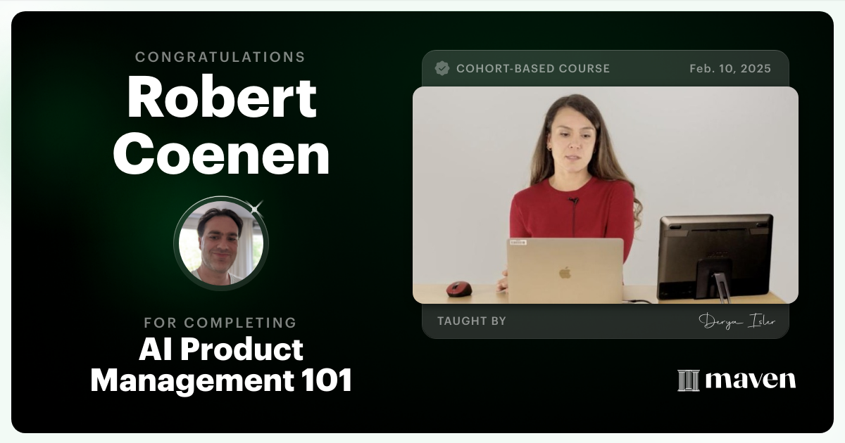 Certificate of Completion for AI Product Management Certification