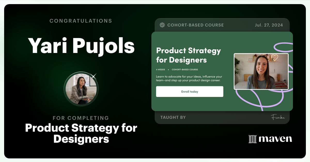 Certificate of Completion for Product Strategy for Designers