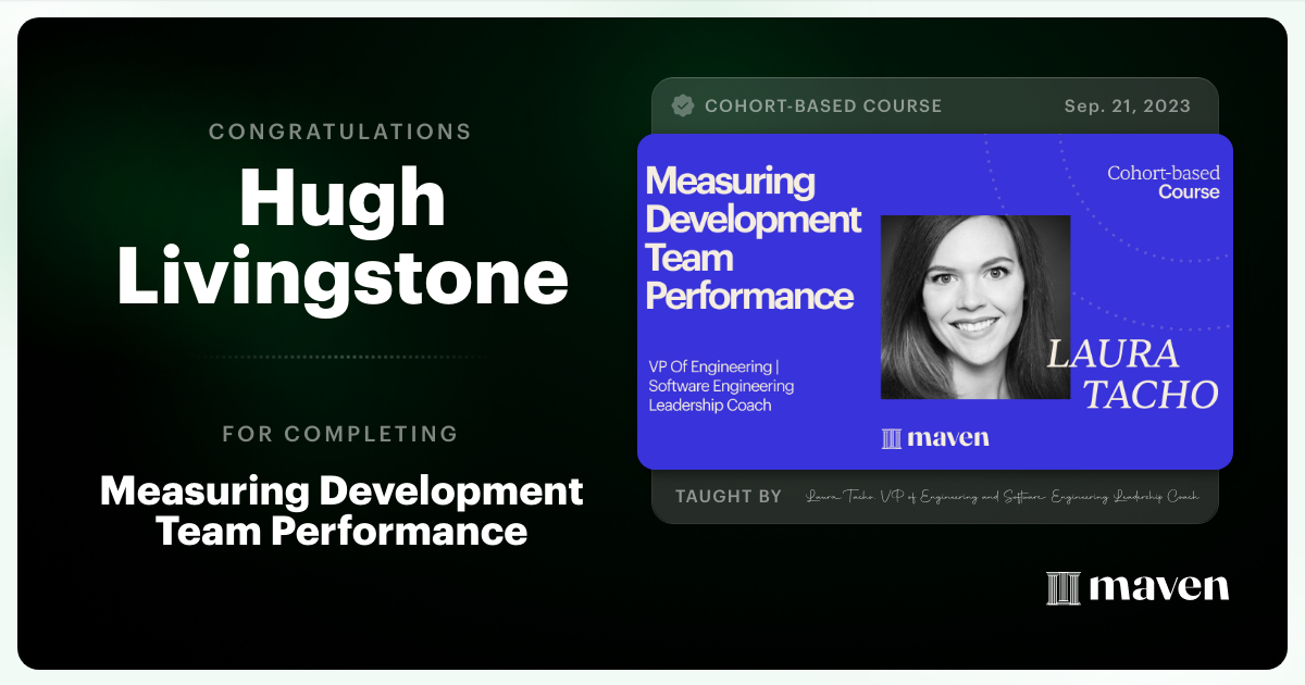 Certificate of Completion for Measuring Development Team Performance