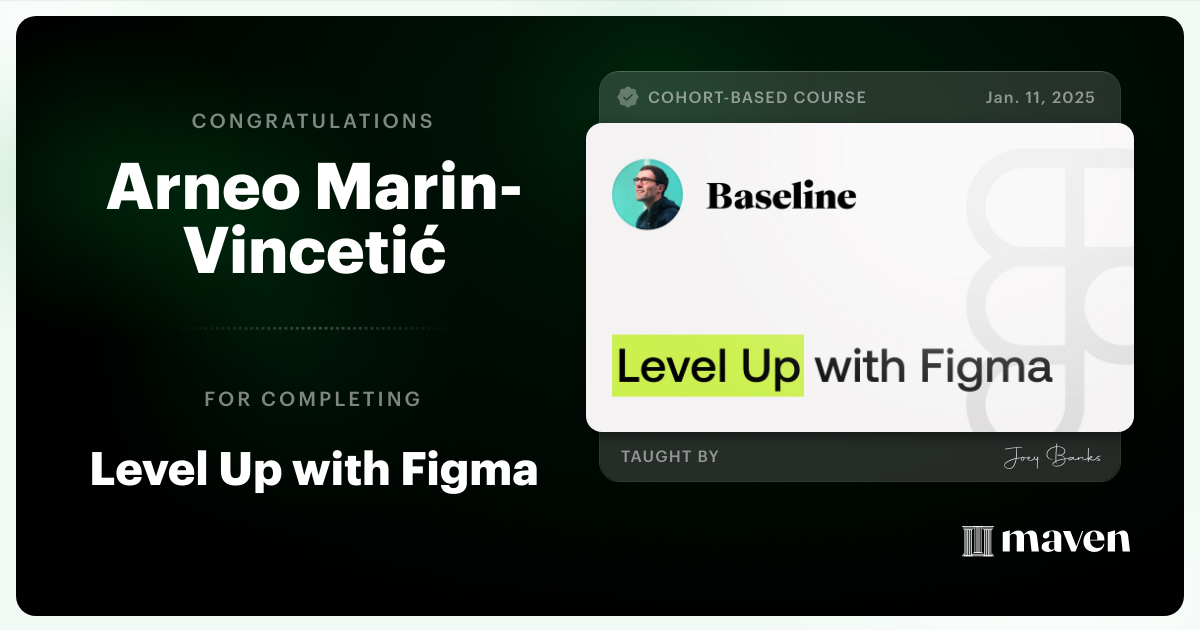 Certificate of Completion for Level Up with Figma