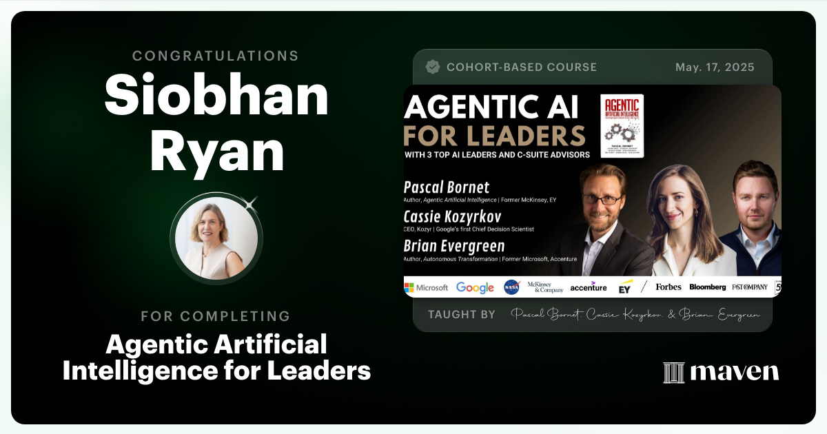 Certificate of Completion for Agentic Artificial Intelligence for Leaders