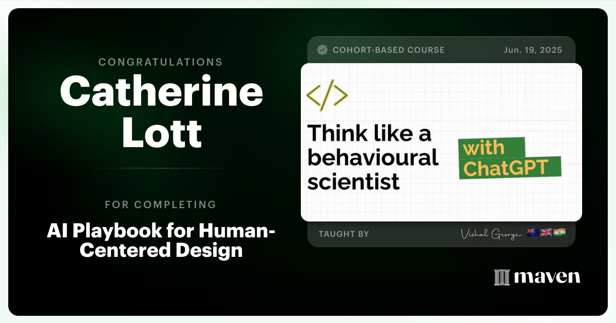 Certificate of Completion for AI Playbook for Human Centred Design