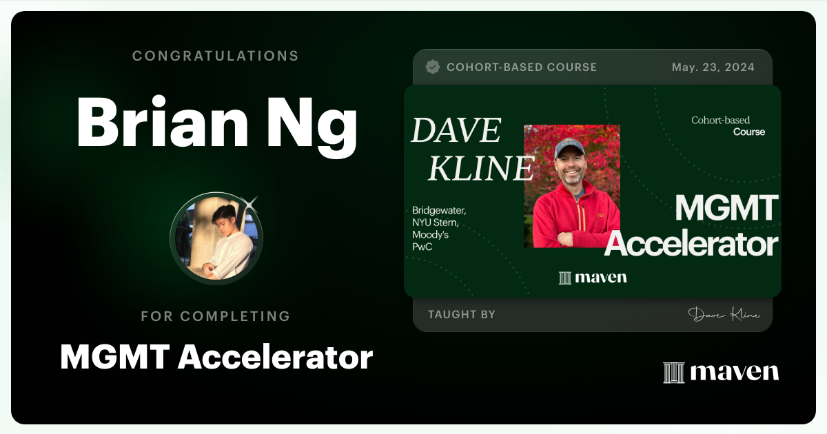 Certificate of Completion for MGMT Accelerator: AI-Enhanced Leadership