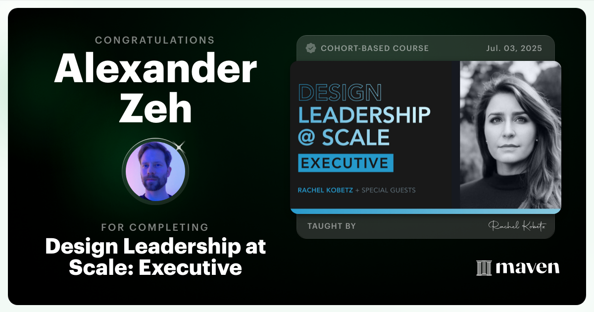 Certificate of Completion for Design Leadership at Scale: Executive