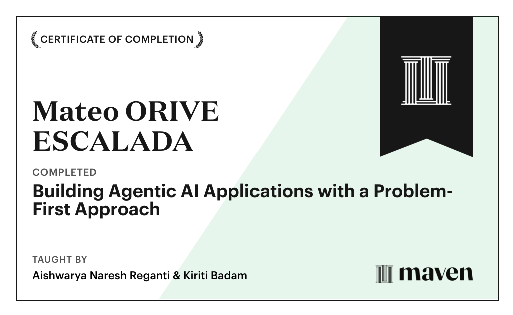 Certificate for Building Agentic AI Applications with a Problem-First Approach
