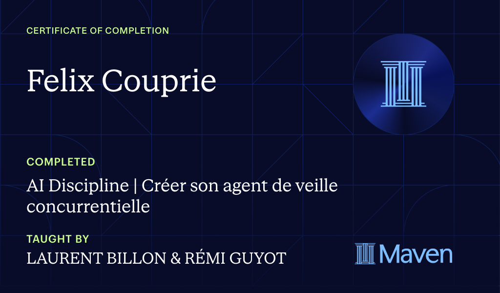 Certificate for AI Discipline | Créer son agent de veille concurrentielle