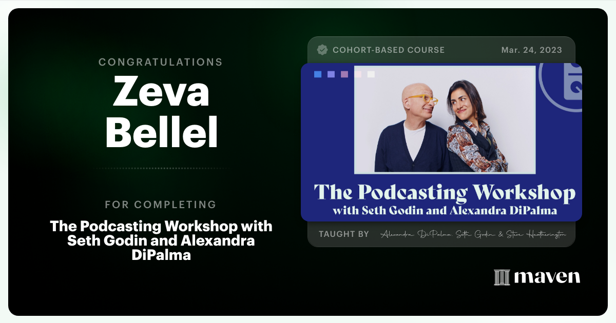 Certificate of Completion for The Podcasting Workshop