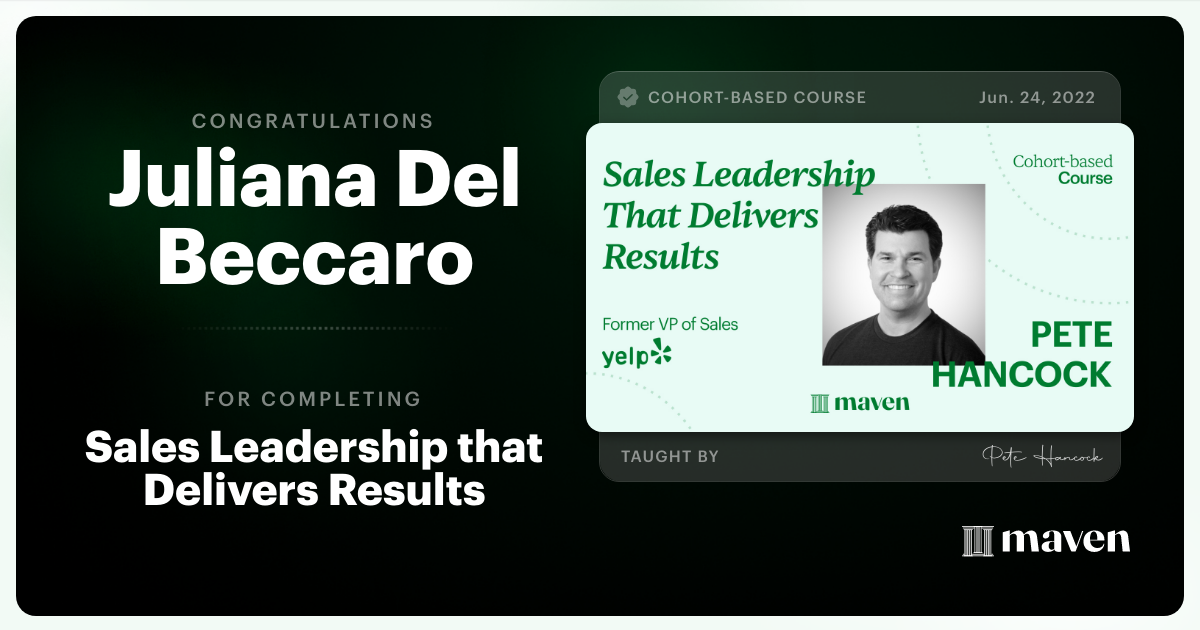 Certificate of Completion for Sales Leadership that Delivers Results