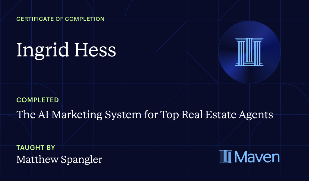 Certificate for The AI Marketing System for Top Real Estate Agents