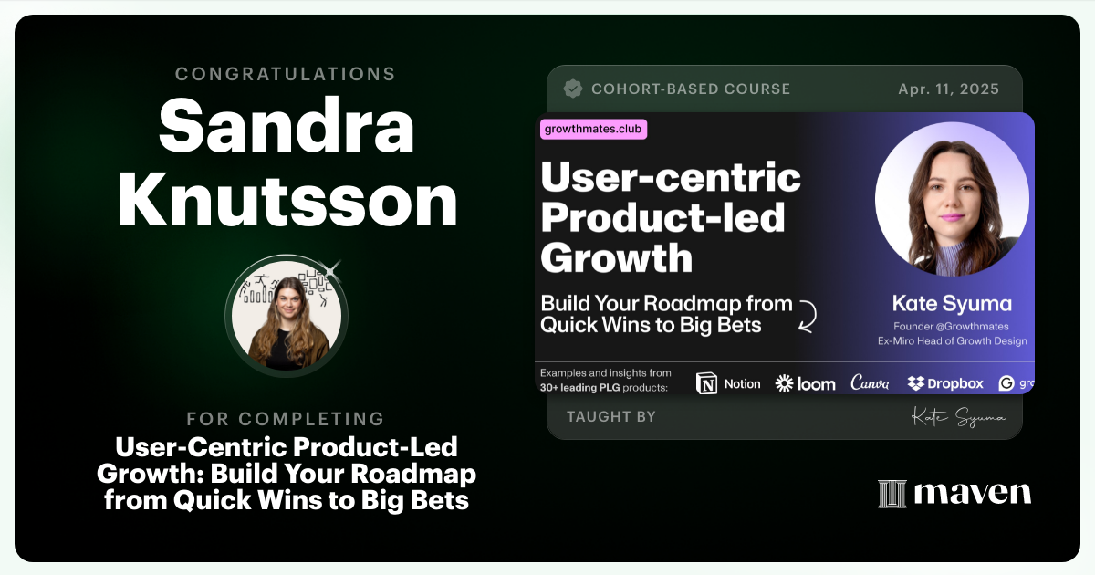 Certificate of Completion for User-Centric Product-led Growth in the AI Era