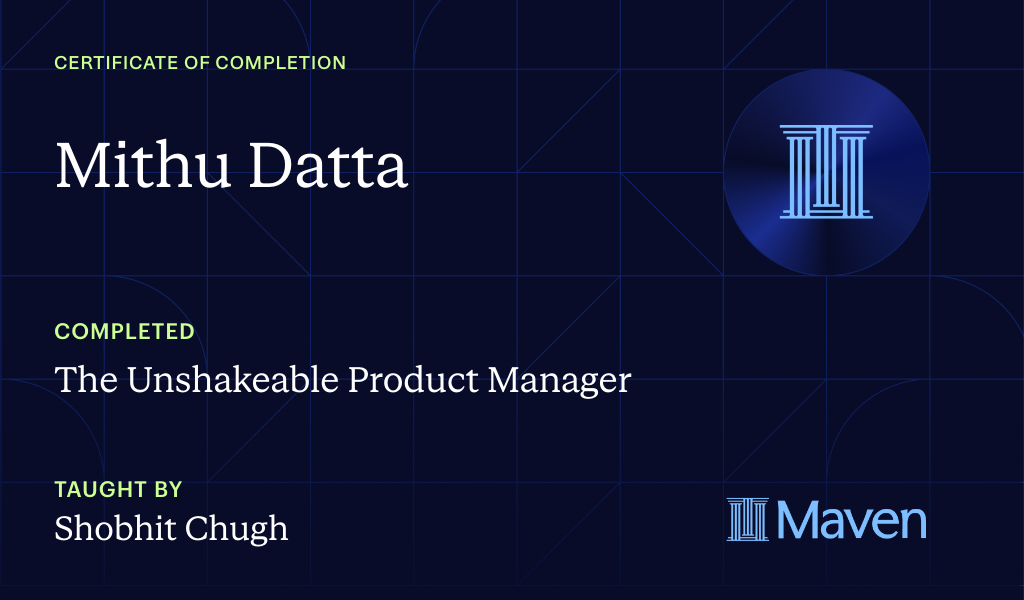 Certificate for The Unshakeable Product Manager