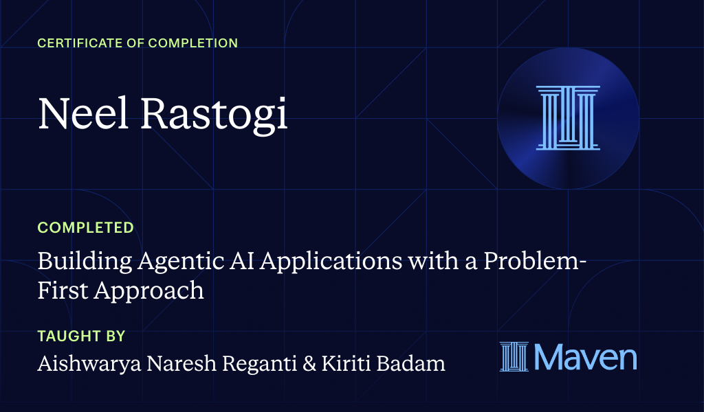 Certificate for Building Agentic AI Applications with a Problem-First Approach