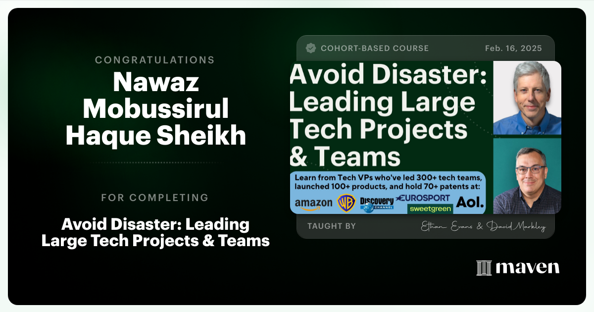 Certificate of Completion for Ship it: Avoid Failures and Lead Tech Projects to Success