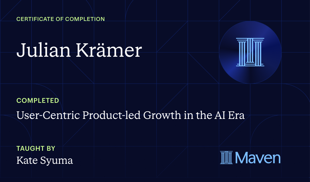 Certificate for User-Centric Product-led Growth in the AI Era