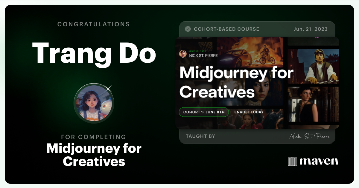 Certificate of Completion for Midjourney for Creatives