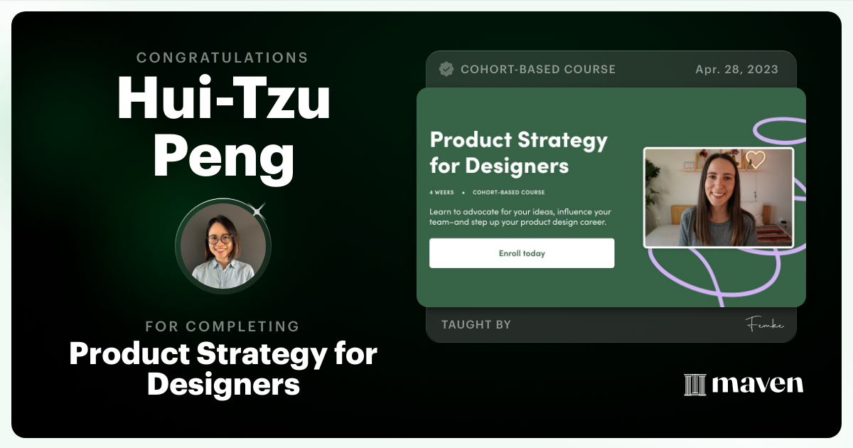 Certificate of Completion for Product Strategy for Designers