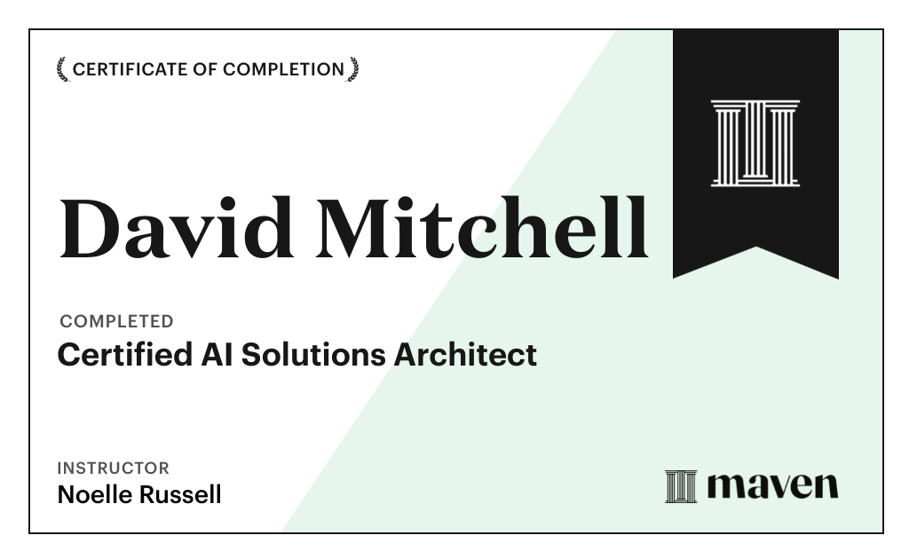 Certificate for Certified AI Solutions Architect