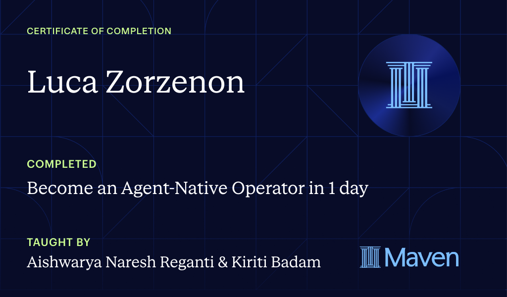 Certificate for Become an Agent-Native Operator in 1 day