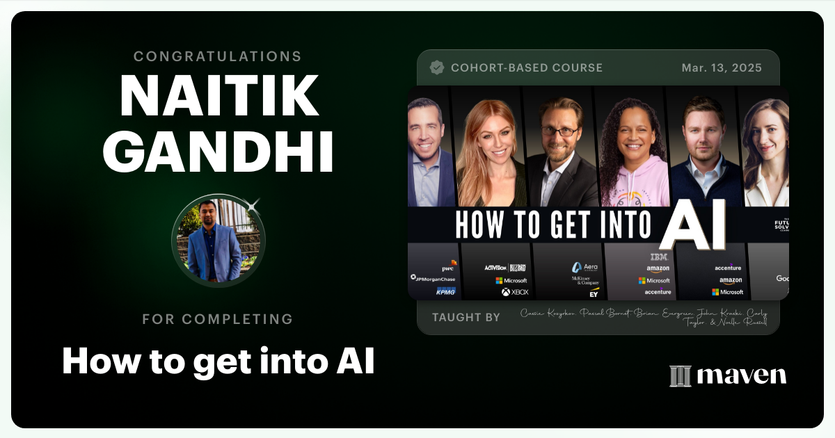 Certificate of Completion for How to get into AI