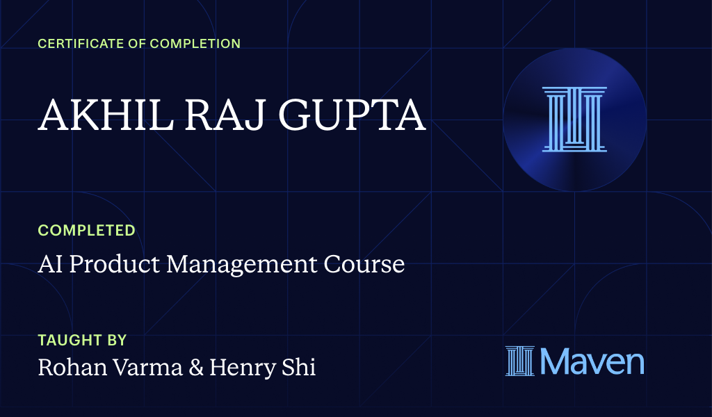 Certificate for AI Product Management Course