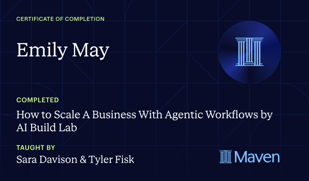 Certificate for Build The AI Agent Workforce That Scales Companies: Own & Run Your Own Agent Org