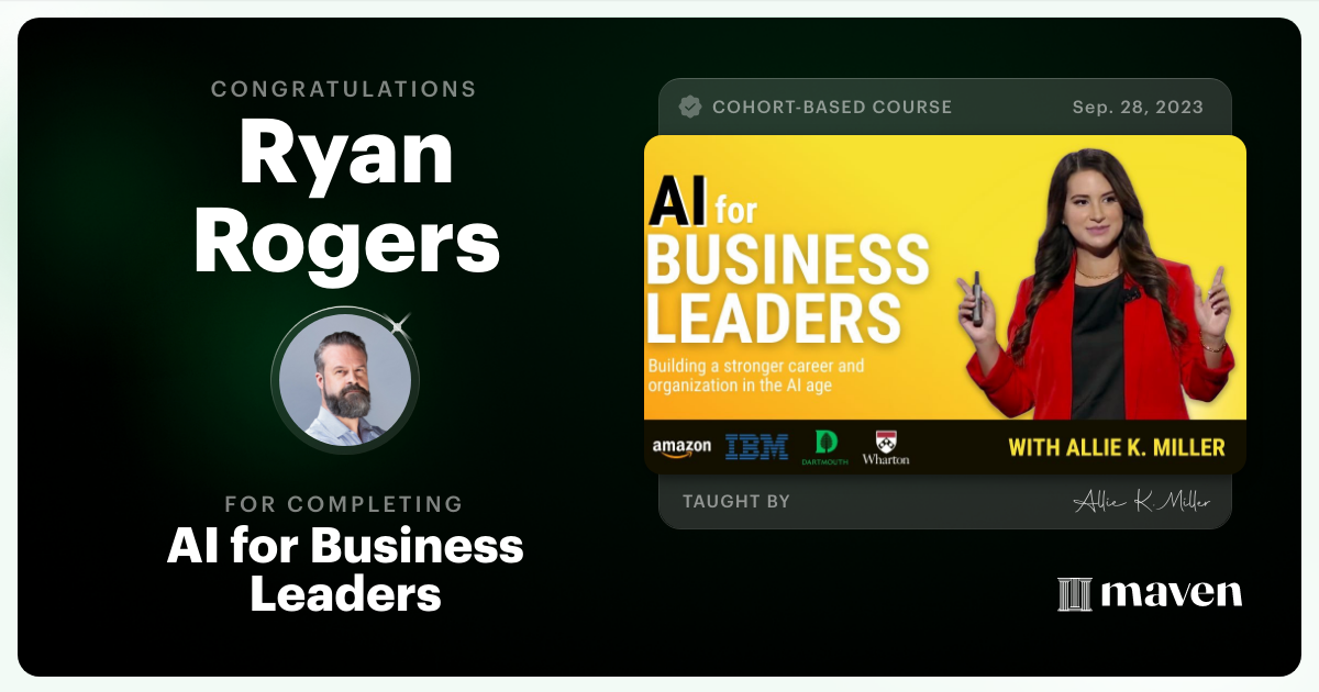Certificate of Completion for AI for Business Leaders