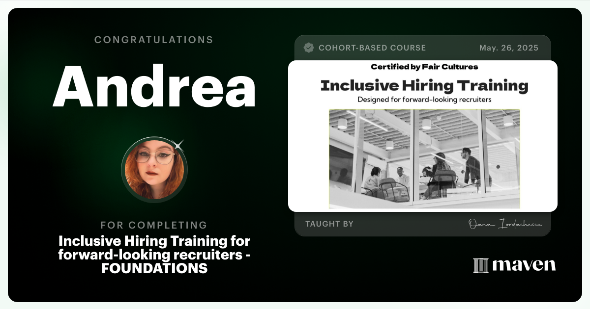 Certificate of Completion for Inclusive Hiring Training for forward-looking recruiters - FOUNDATIONS