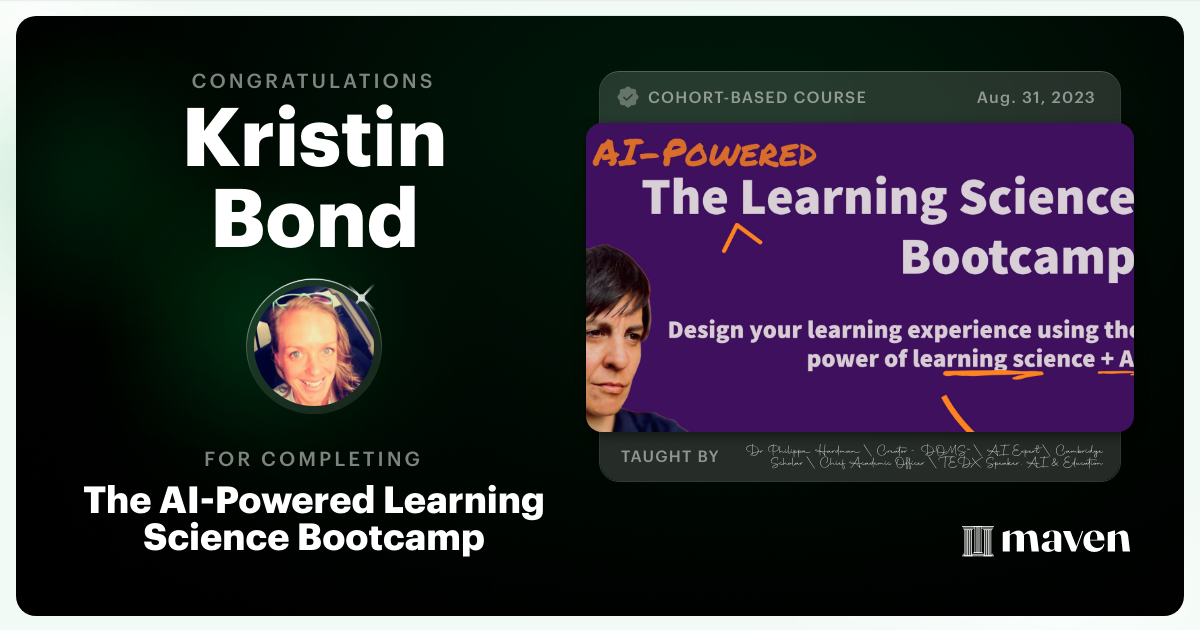 Certificate of Completion for The AI Bootcamp for L&D