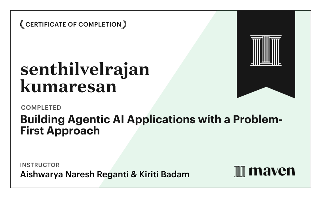 Certificate for Building Agentic AI Applications with a Problem-First Approach