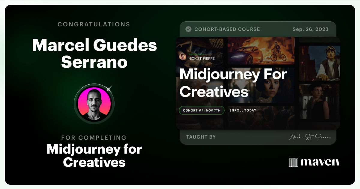 Certificate of Completion for Midjourney for Creatives