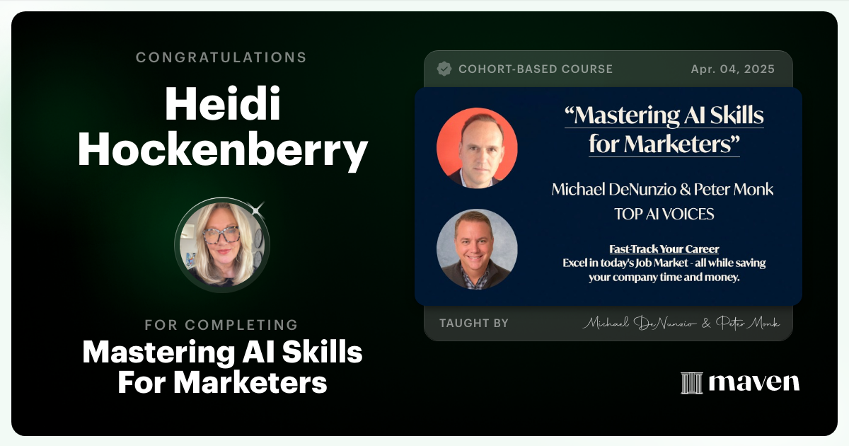 Certificate of Completion for Mastering AI Skills For Marketers