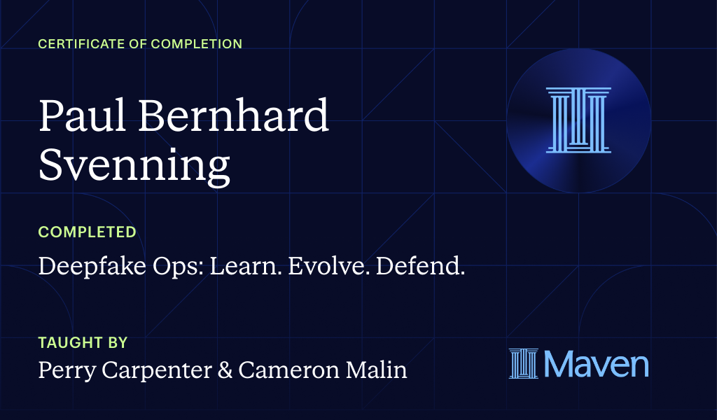 Certificate for Deepfake Ops: Learn. Evolve. Defend.