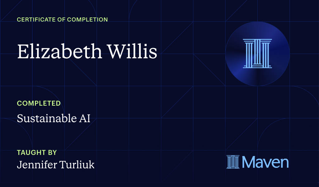 Certificate for Towards Sustainable AI