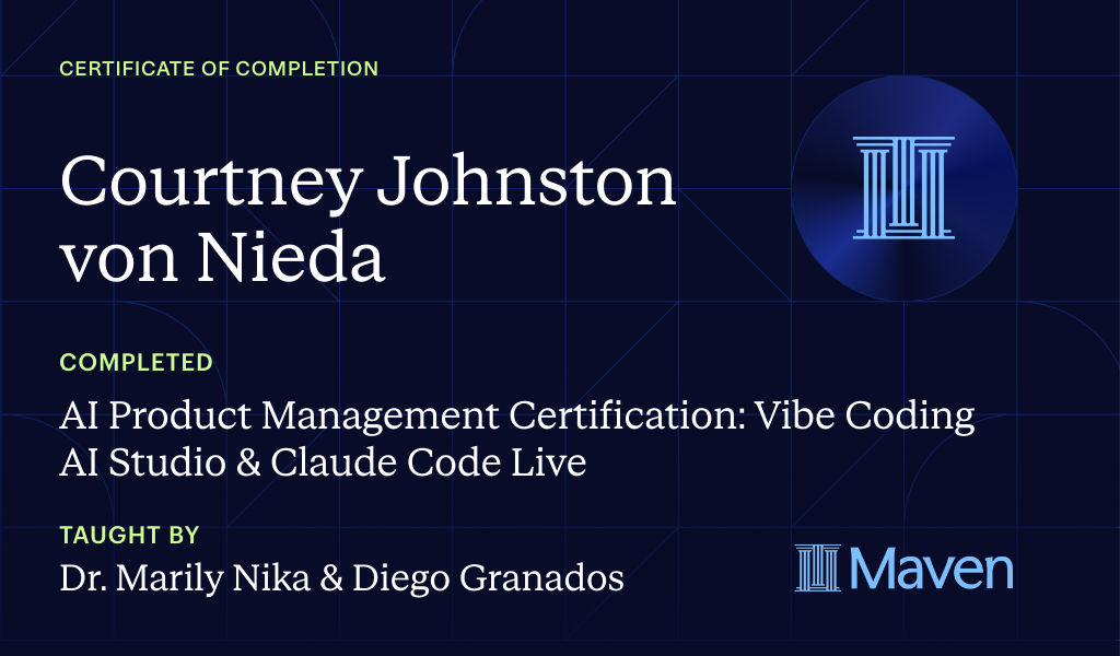 Certificate for AI Product Management Certification: Vibe Coding AI Studio & Claude Code Live