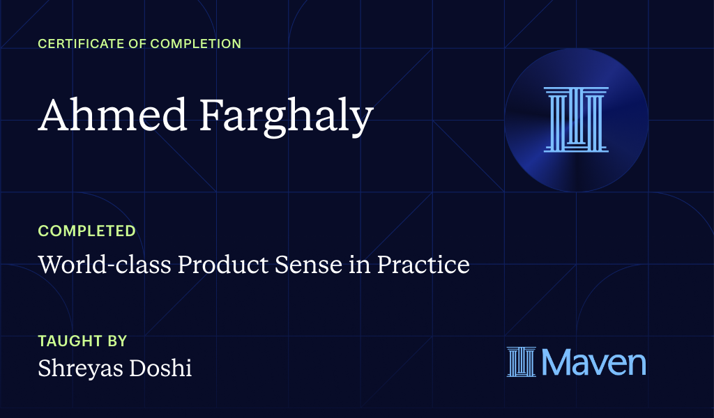 Certificate for World-class Product Sense in Practice