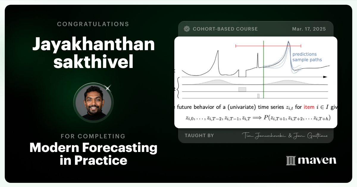 Certificate of Completion for Modern Forecasting in Practice