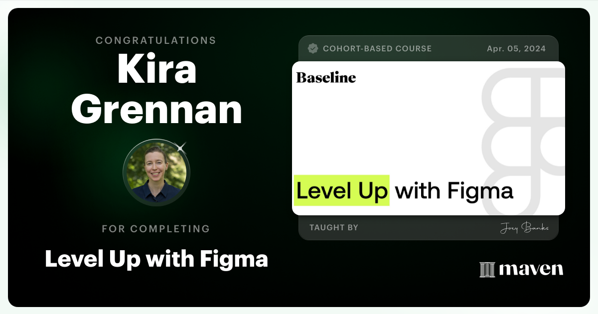 Certificate of Completion for Level Up with Figma