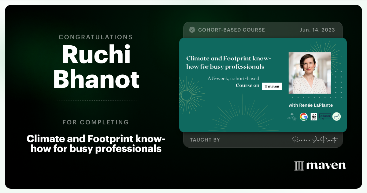 Certificate of Completion for Climate and Footprint know-how for busy professionals