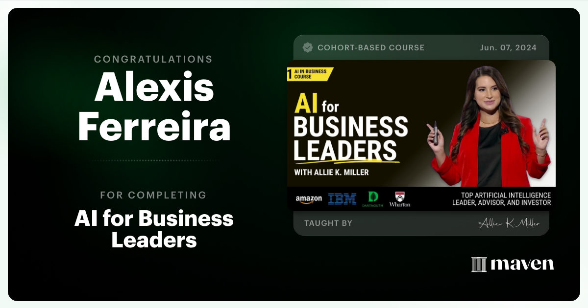 Certificate of Completion for AI for Business Leaders