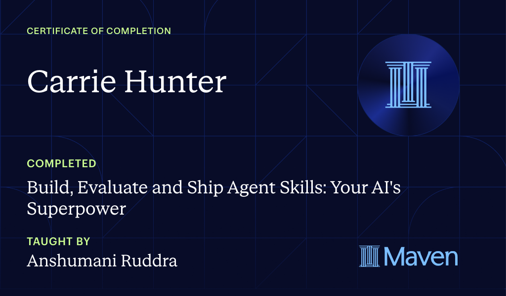 Certificate for Build, Evaluate and Ship Agent Skills: Your AI's Superpower