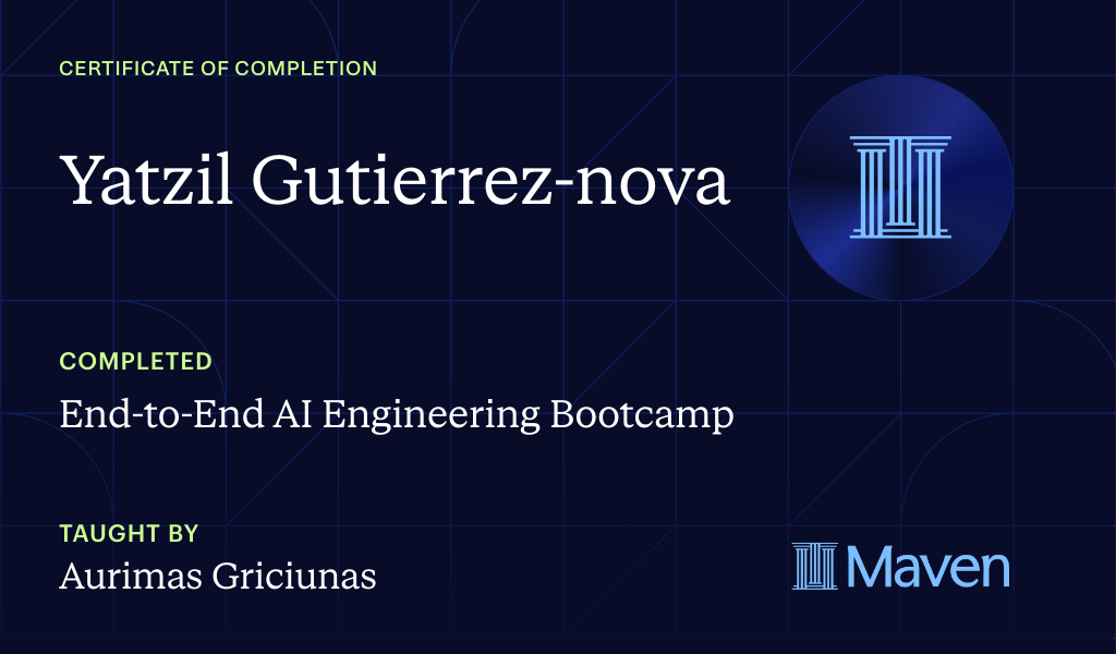 Certificate for End-to-End AI Engineering Bootcamp