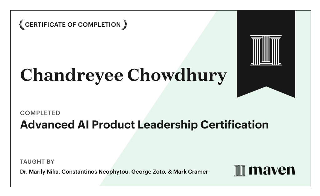 Certificate for Advanced AI Product Leadership Certification