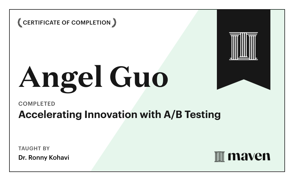 Certificate for Accelerating Innovation with A/B Testing