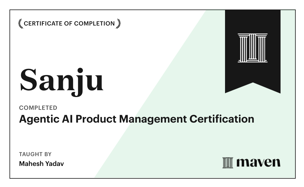 Certificate for Agentic AI Product Management Certification