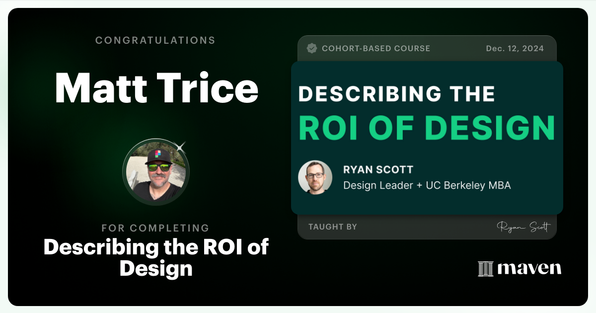Certificate of Completion for Describing the ROI of Design